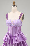 Floral Dusty Sage Corset Tiered Ruffled Short Homecoming Dress