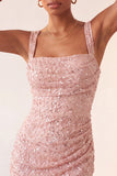 Sparkly Mint Green Sequin Tight Short Homecoming Dress with Slit