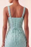 Sparkly Mint Green Sequin Tight Short Homecoming Dress with Slit