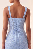 Sparkly Mint Green Sequin Tight Short Homecoming Dress with Slit