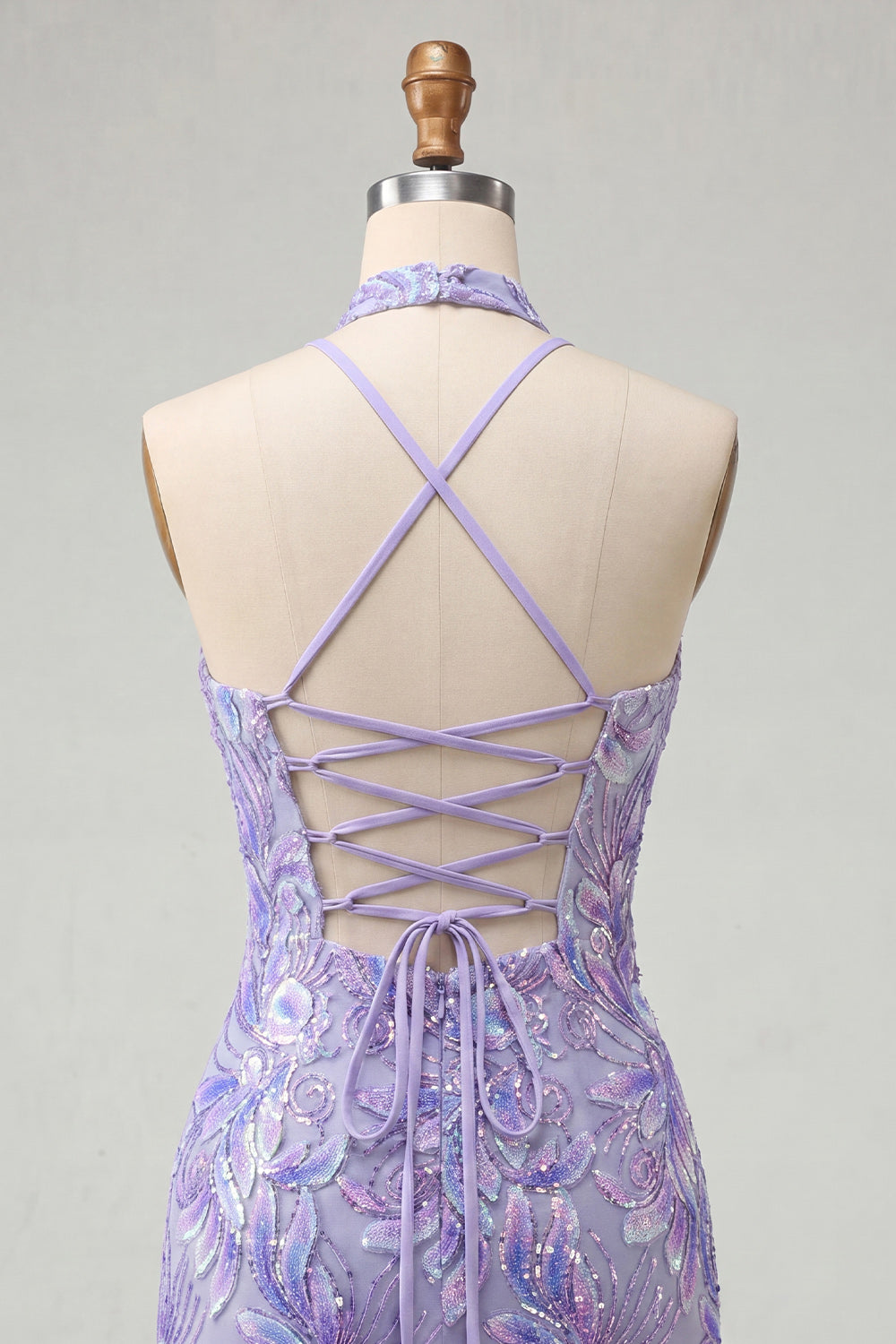 Sparkly Pink Floral Halter Sequin Tight Short Homecoming Dress