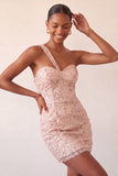 Sparkly Mint Green Sequin One Shoulder Short Tight Homcoming Dress
