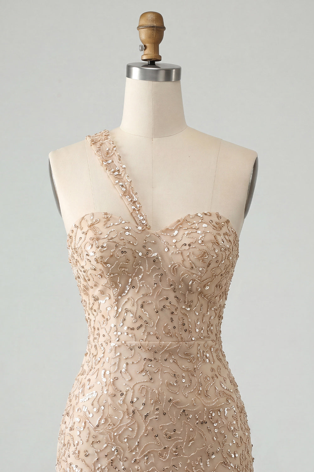 Sparkly Mint Green Sequin One Shoulder Short Tight Homcoming Dress