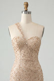 Sparkly Mint Green Sequin One Shoulder Short Tight Homcoming Dress