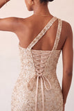 Sparkly Mint Green Sequin One Shoulder Short Tight Homcoming Dress