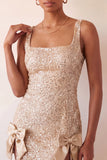 Sparkly Sky Blue Sequin Tight Short Homecoming Dress with Bows