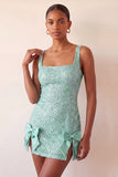 Sparkly Sky Blue Sequin Tight Short Homecoming Dress with Bows
