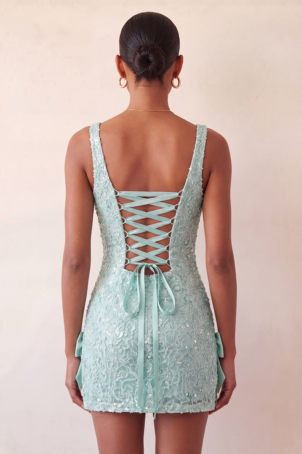 Sparkly Sky Blue Sequin Tight Short Homecoming Dress with Bows