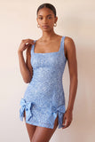 Sparkly Sky Blue Sequin Tight Short Homecoming Dress with Bows
