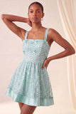 Sparkly Mint Green Sequin A-Line Short Homecoming Dress with Bows