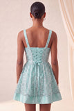 Sparkly Mint Green Sequin A-Line Short Homecoming Dress with Bows