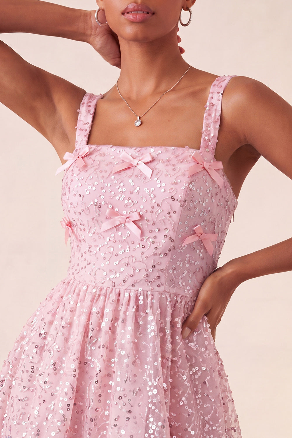 Sparkly Mint Green Sequin A-Line Short Homecoming Dress with Bows