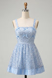 Sparkly Mint Green Sequin A-Line Short Homecoming Dress with Bows