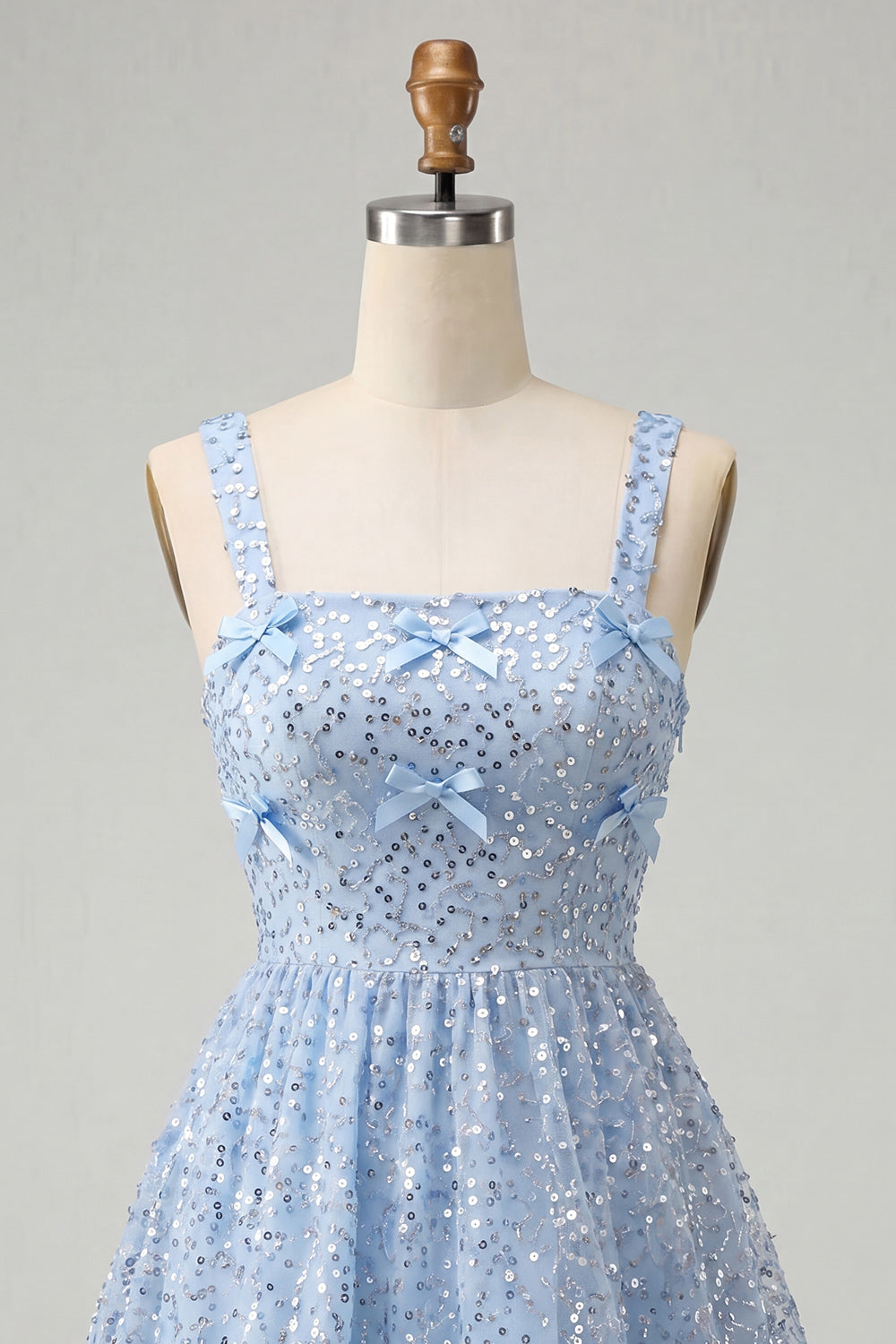Sparkly Mint Green Sequin A-Line Short Homecoming Dress with Bows