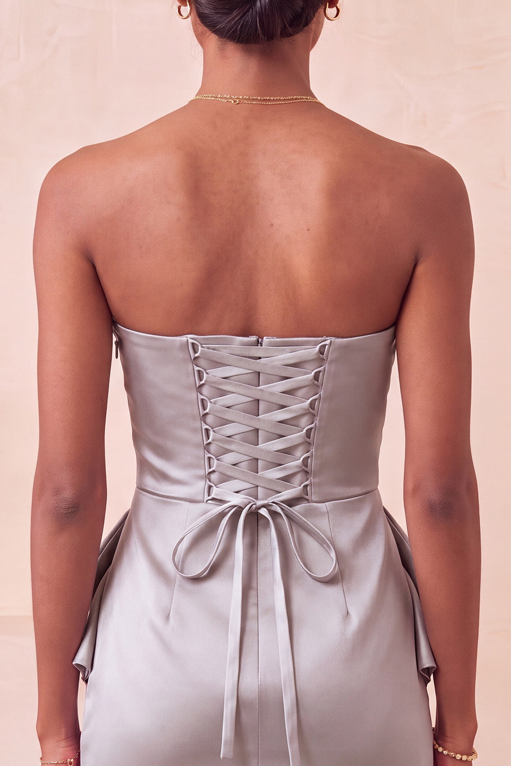 Silver Ruched Tight Strapless Short Homecoming Dress with Beading