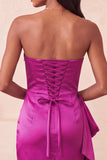 Light Pink Ruched Strapless Tight Short Homecoming Dress with Sash