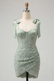 Floral Sky Blue Corset Beaded Tight Short Homecoming Dress