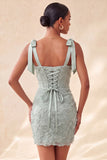 Floral Sky Blue Corset Beaded Tight Short Homecoming Dress