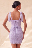 Floral Sky Blue Corset Beaded Tight Short Homecoming Dress