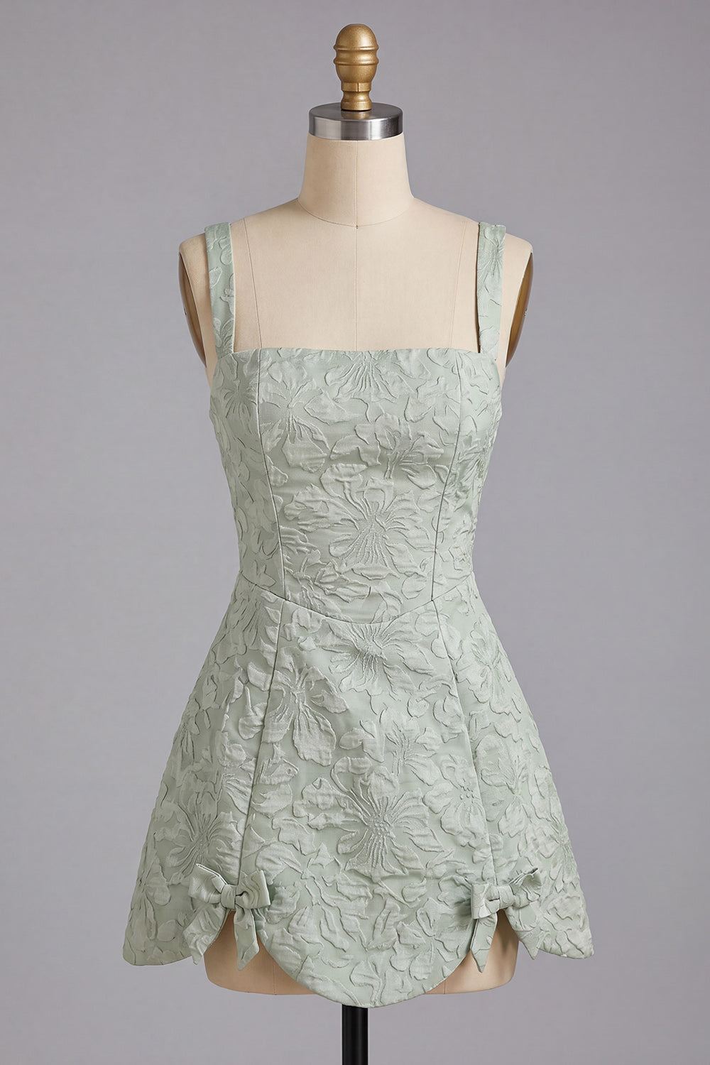 Light Purple Jacquard A-Line Short Homecoming Dress with Bows