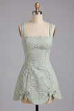 Light Purple Jacquard A-Line Short Homecoming Dress with Bows