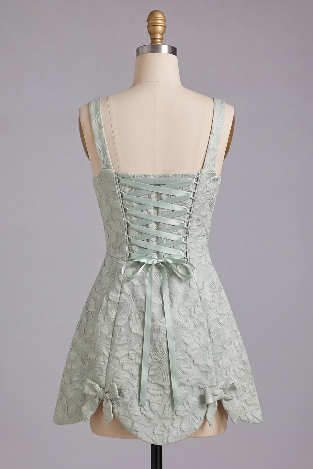 Light Purple Jacquard A-Line Short Homecoming Dress with Bows