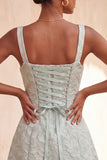 Light Purple Jacquard A-Line Short Homecoming Dress with Bows