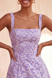 Light Purple Jacquard A-Line Short Homecoming Dress with Bows