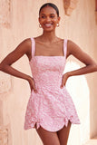 Light Purple Jacquard A-Line Short Homecoming Dress with Bows