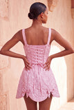 Light Purple Jacquard A-Line Short Homecoming Dress with Bows