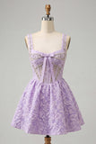 Mint Green Jacquard Corset Beaded A-Line Short Homecoming Dress