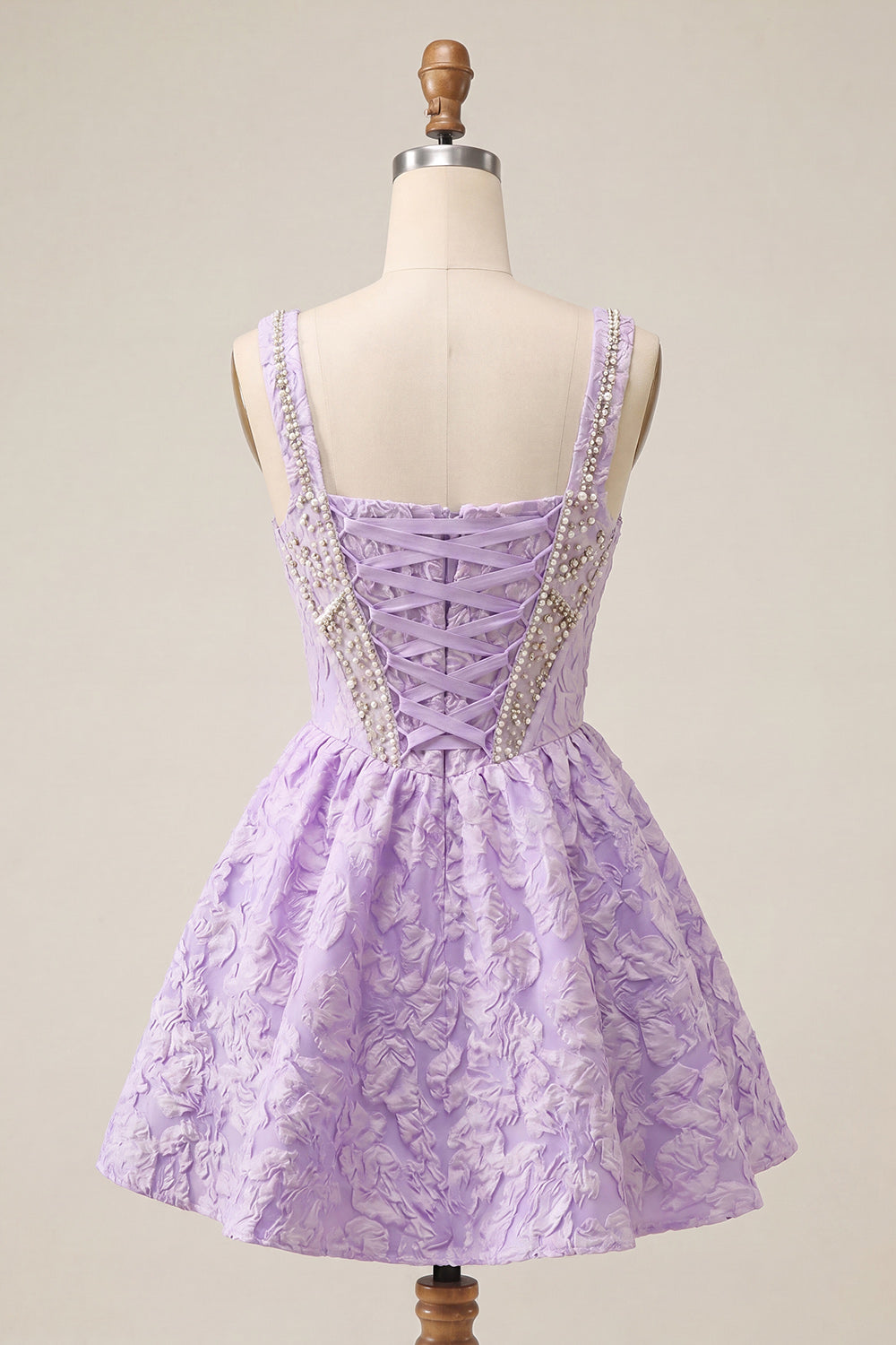 Mint Green Jacquard Corset Beaded A-Line Short Homecoming Dress