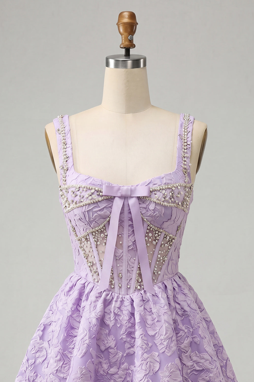 Mint Green Jacquard Corset Beaded A-Line Short Homecoming Dress