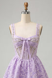 Mint Green Jacquard Corset Beaded A-Line Short Homecoming Dress