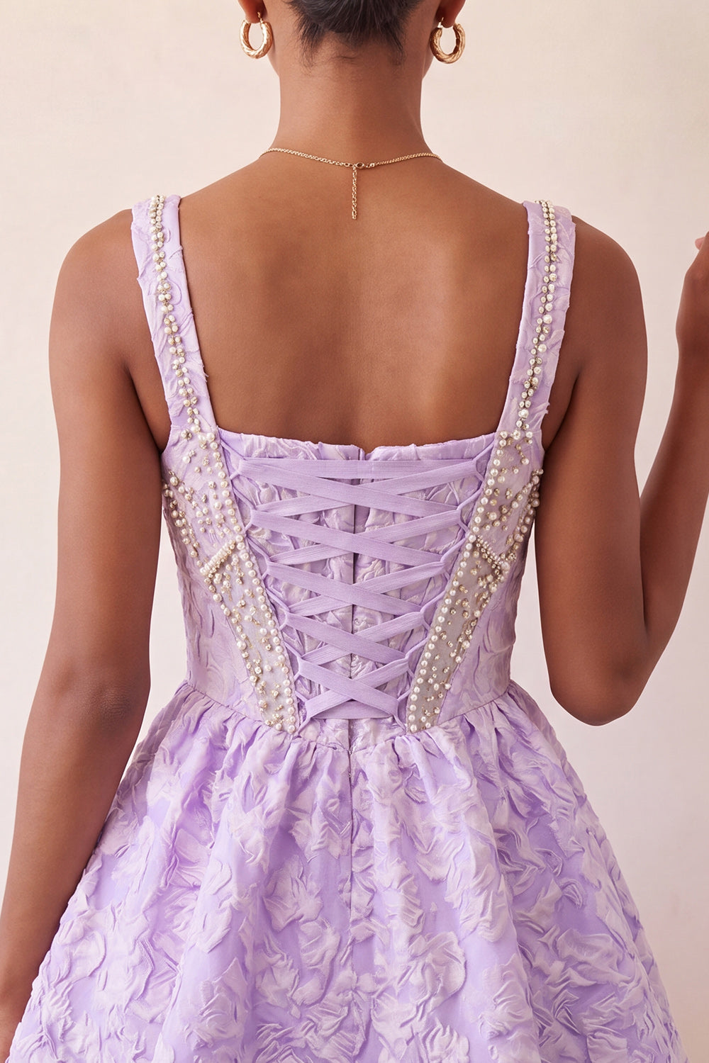 Mint Green Jacquard Corset Beaded A-Line Short Homecoming Dress