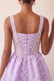 Mint Green Jacquard Corset Beaded A-Line Short Homecoming Dress