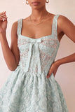 Mint Green Jacquard Corset Beaded A-Line Short Homecoming Dress