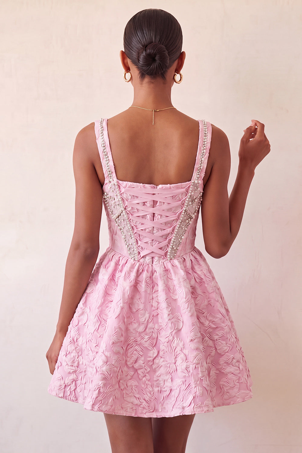 Mint Green Jacquard Corset Beaded A-Line Short Homecoming Dress