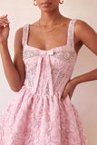 Mint Green Jacquard Corset Beaded A-Line Short Homecoming Dress