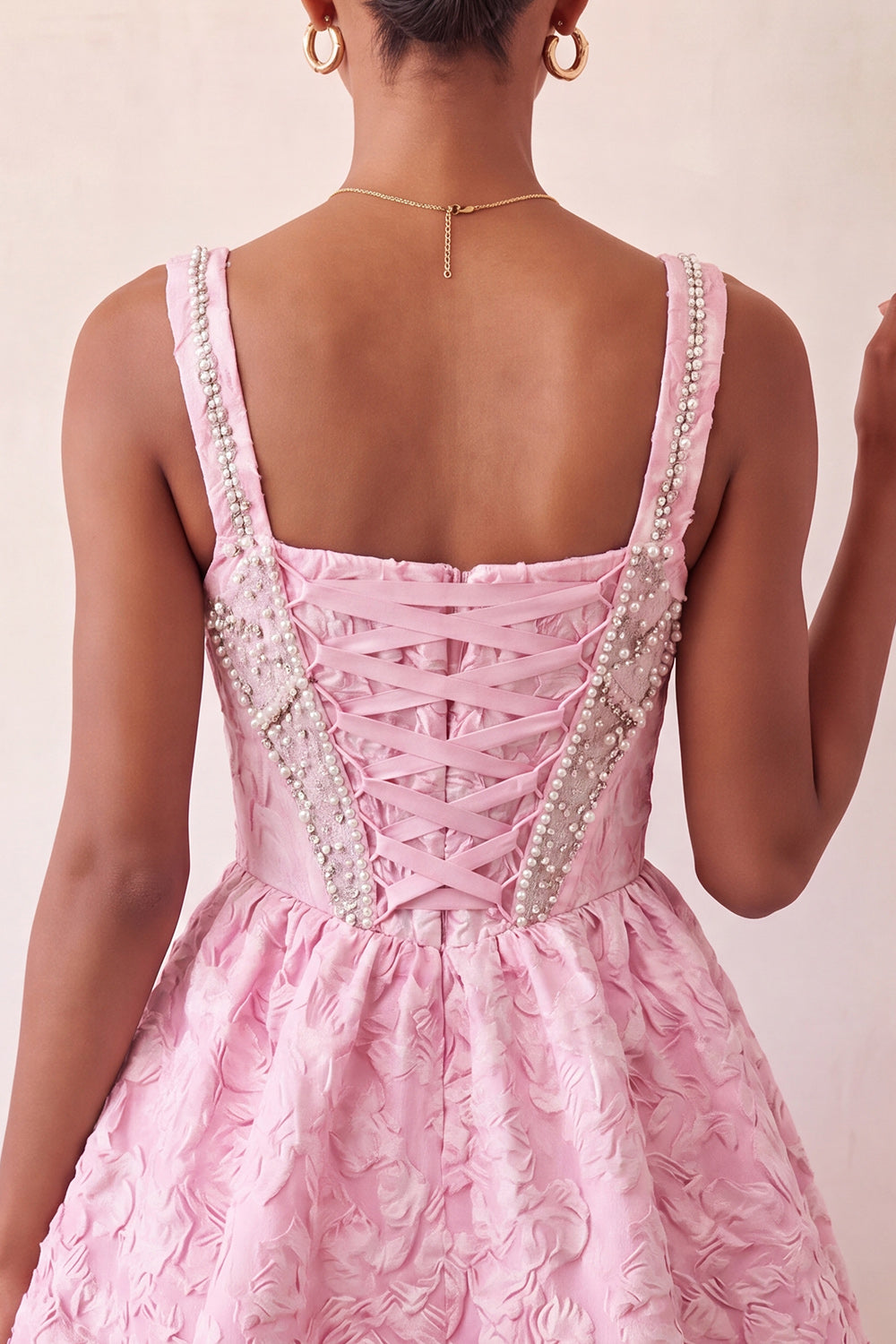 Mint Green Jacquard Corset Beaded A-Line Short Homecoming Dress