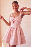 Sage Green Jacquard A Line Corset Short Homecoming Dress with Bow