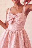 Sage Green Jacquard A Line Corset Short Homecoming Dress with Bow
