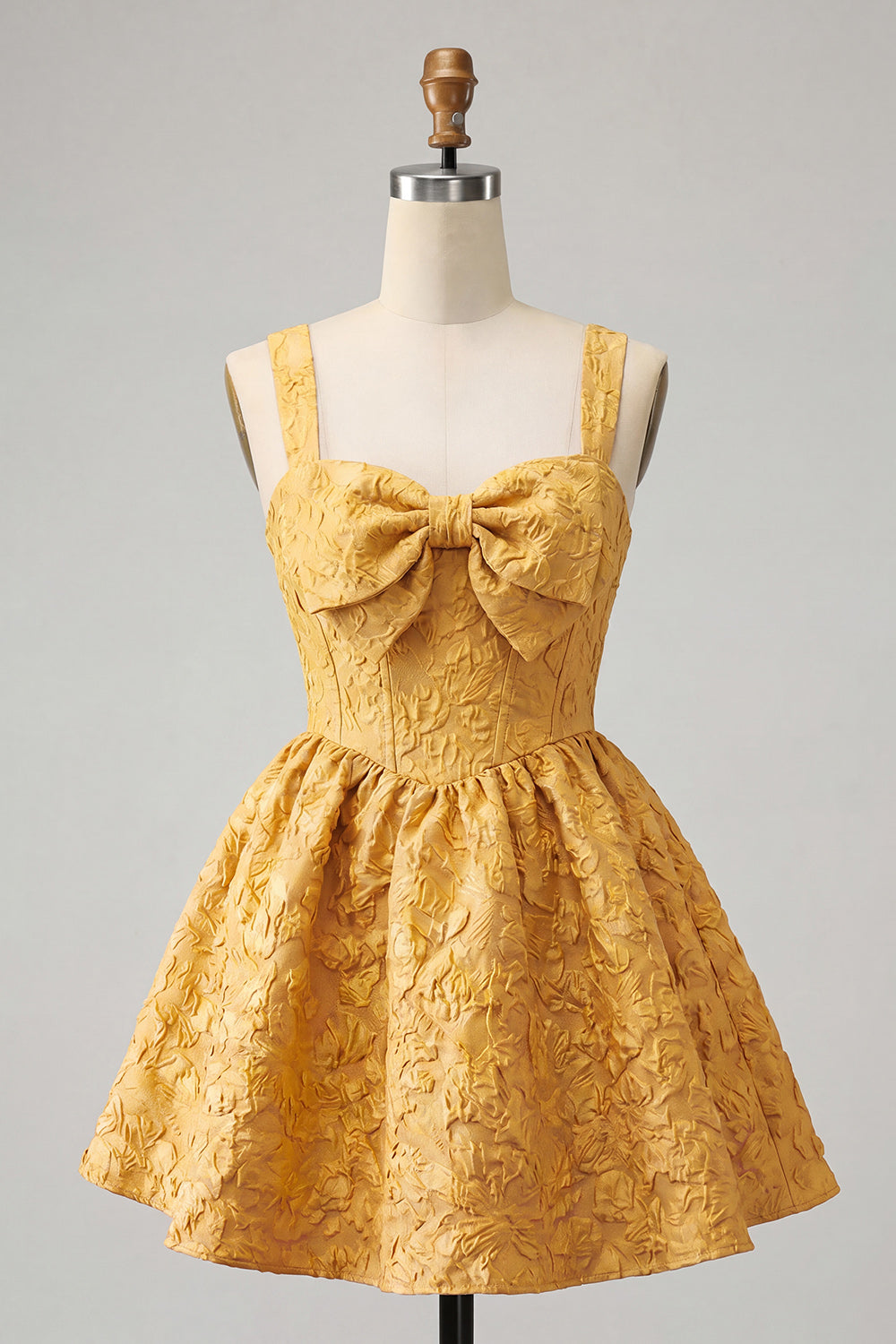 Sage Green Jacquard A Line Corset Short Homecoming Dress with Bow