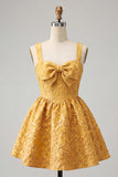 Sage Green Jacquard A Line Corset Short Homecoming Dress with Bow