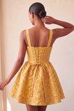 Sage Green Jacquard A Line Corset Short Homecoming Dress with Bow