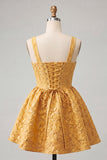 Sage Green Jacquard A Line Corset Short Homecoming Dress with Bow
