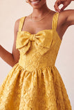 Sage Green Jacquard A Line Corset Short Homecoming Dress with Bow