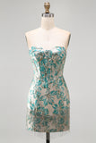 Champagne Jacquard Tight Short Corset Homecoming Dress with Fringes