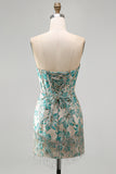 Champagne Jacquard Tight Short Corset Homecoming Dress with Fringes