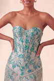 Champagne Jacquard Tight Short Corset Homecoming Dress with Fringes